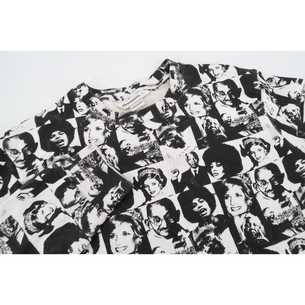 Eleven Paris Norman Sweatshirt Women Large Black White Portrait Graphic Crew